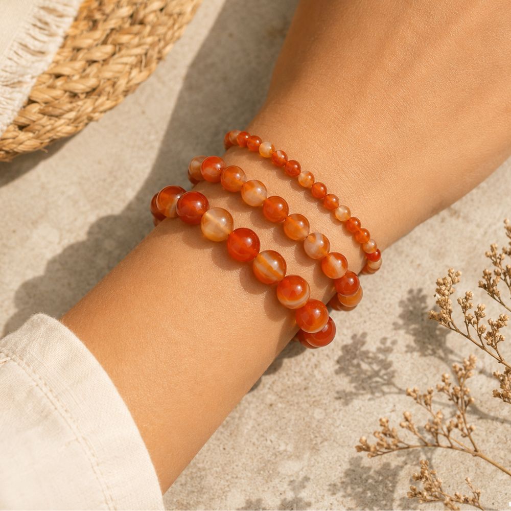 Bracelet en Agate Rouge Naturelle