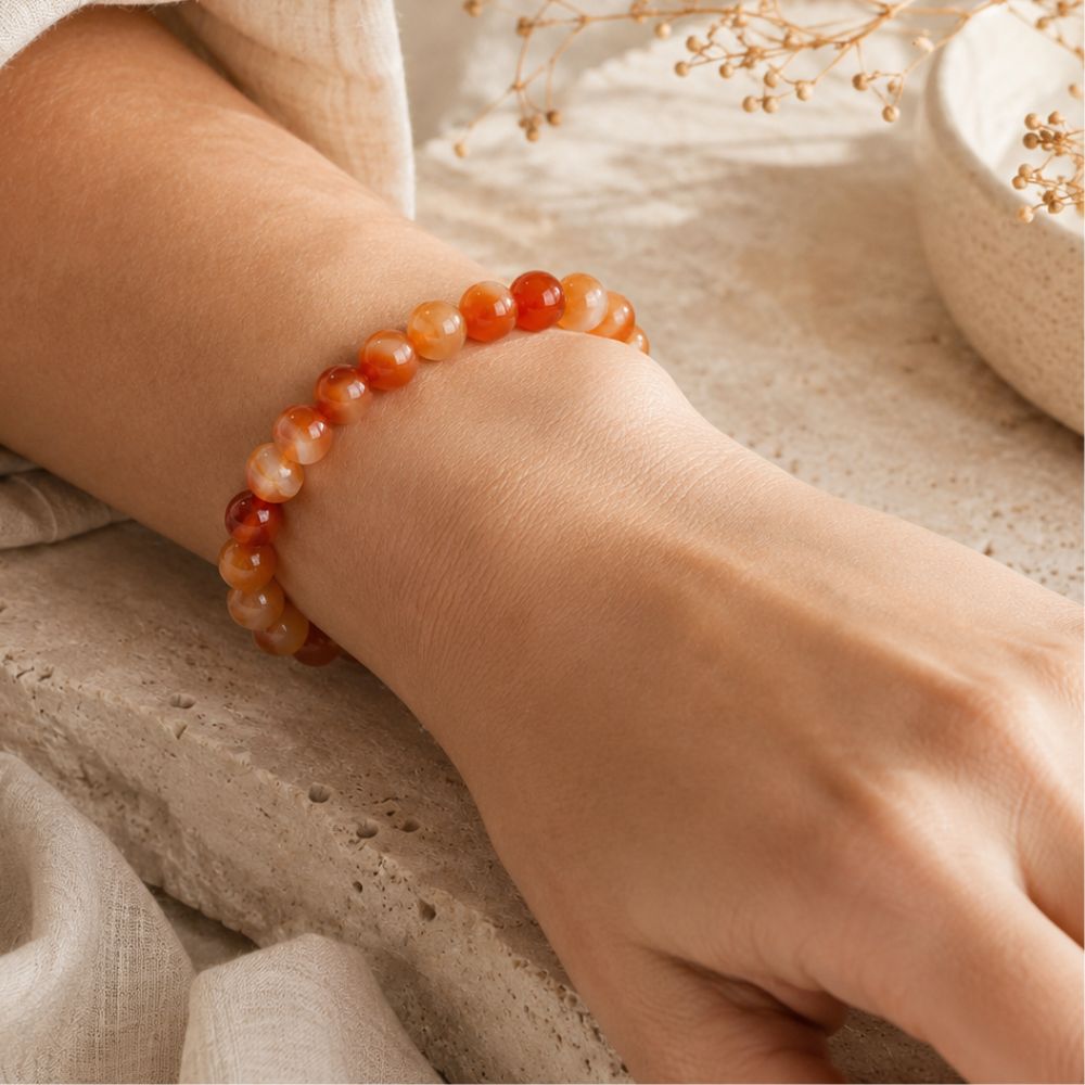 Bracelet en Agate Rouge Naturelle