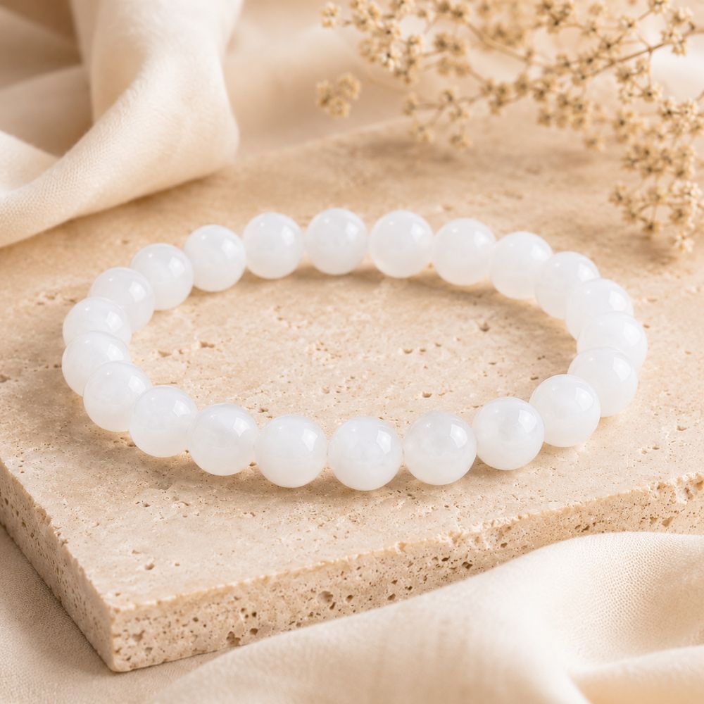 Bracelet Jade Blanc en Pierres Naturelles