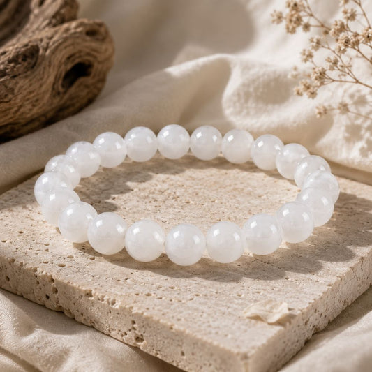 Bracelet Jade Blanc en Pierres Naturelles