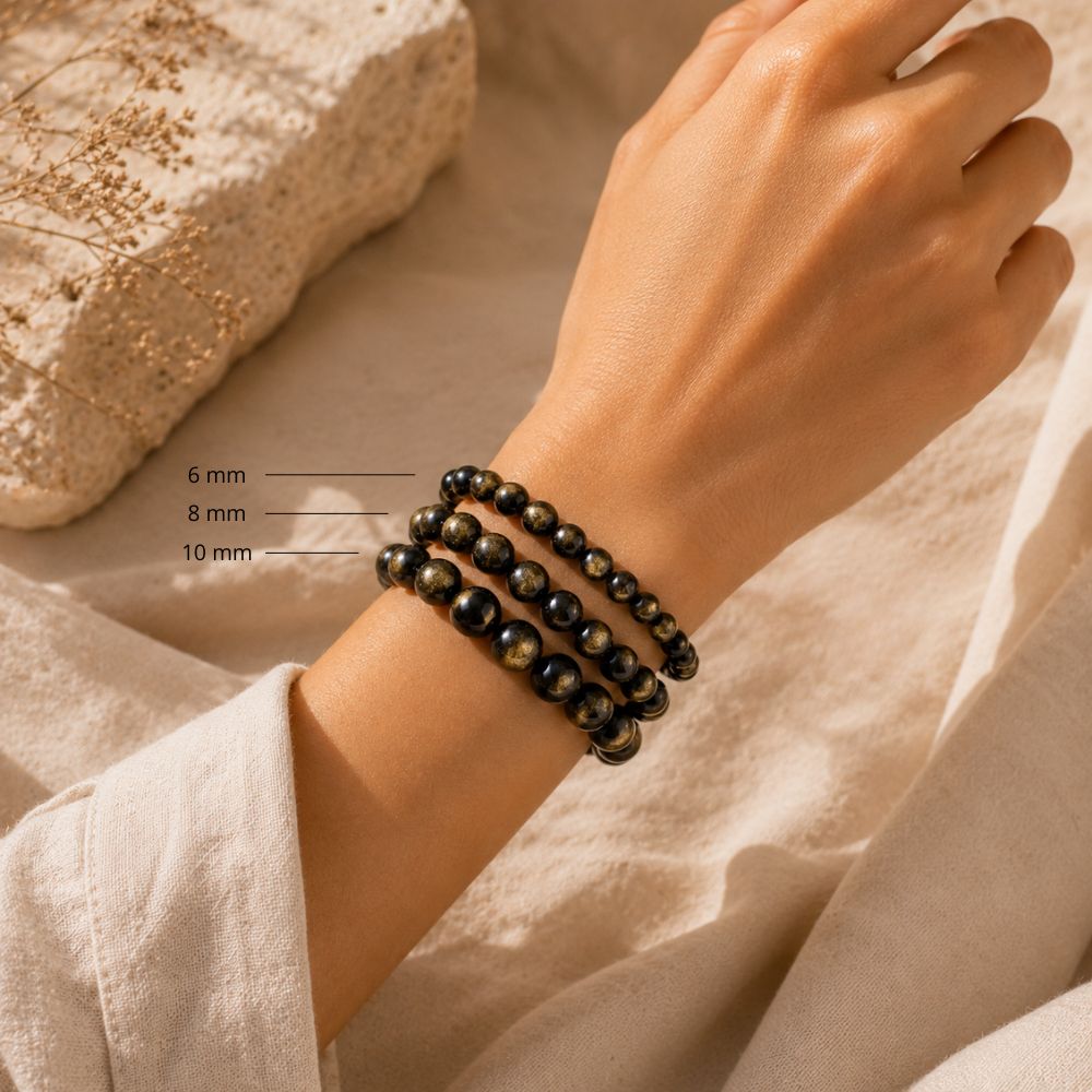 Bracelet Obsidienne Dorée