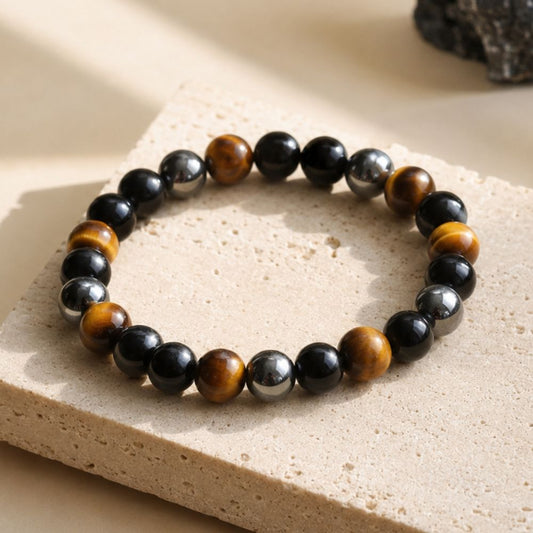 Bracelet Triple Protection en Pierres Naturelles