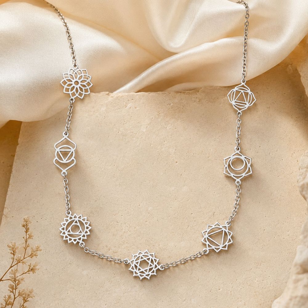 Collier 7 Chakras en Acier Inoxydable