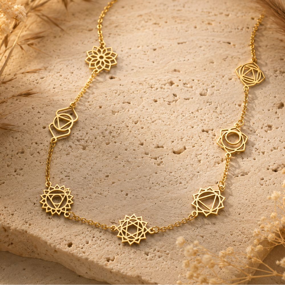 Collier 7 Chakras en Acier Inoxydable