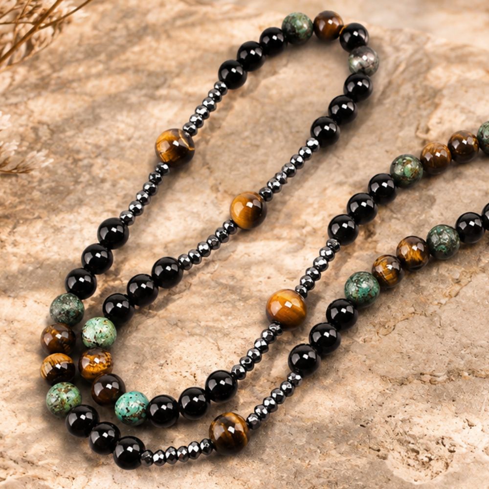 Collier Croix Perle en Pierres Naturelles