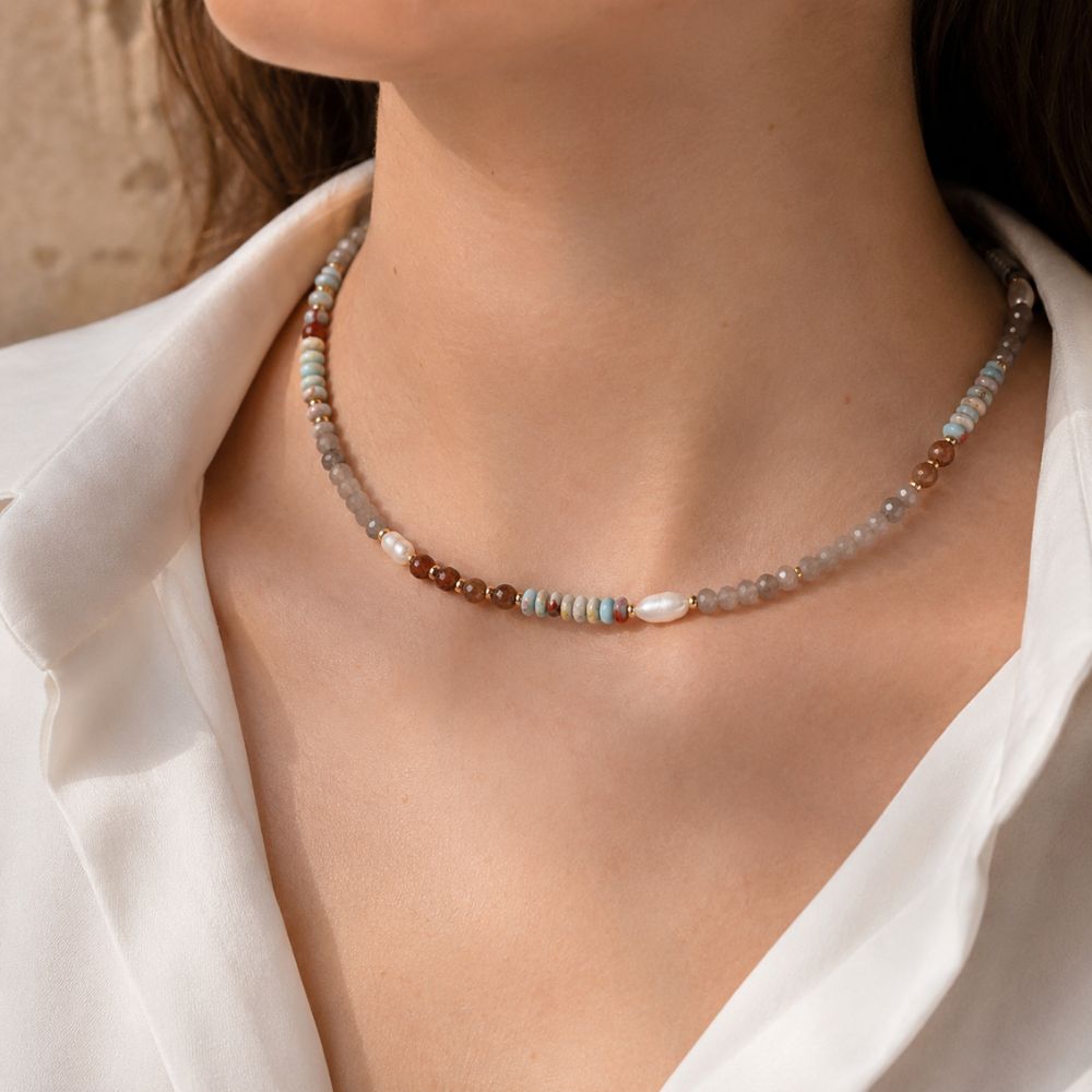 Collier Perles Pierre Naturelle