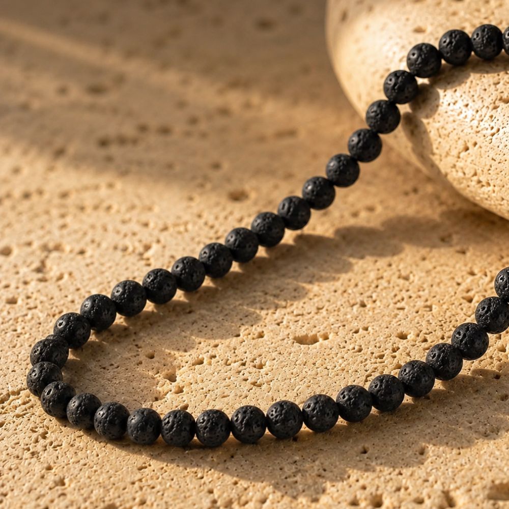 Collier Pierre de Lave en Perles Naturelles