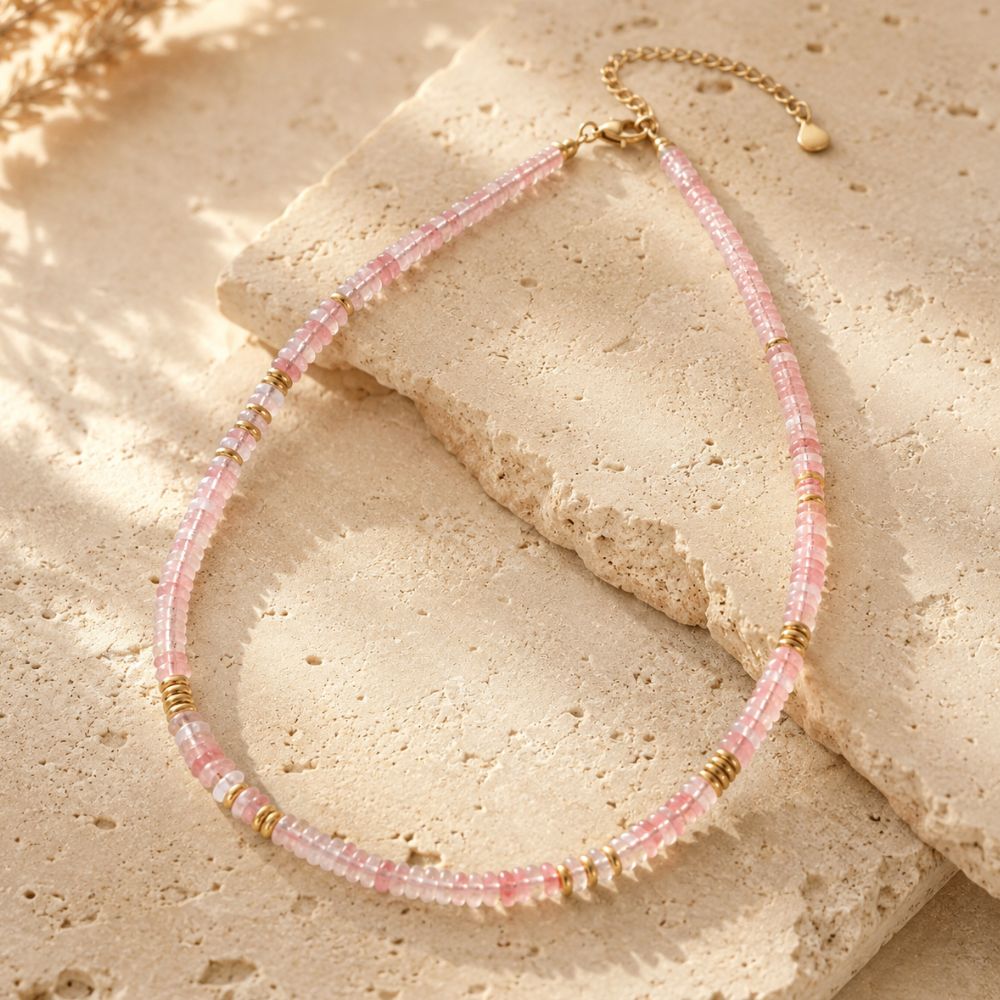Collier Quartz Rose en Pierre Naturelle