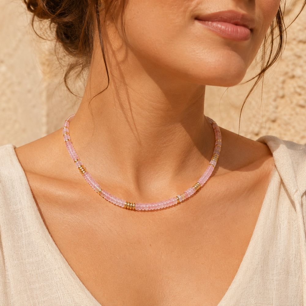Collier Quartz Rose en Pierre Naturelle