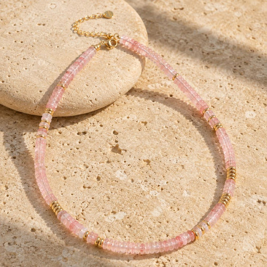 Collier Quartz Rose en Pierre Naturelle