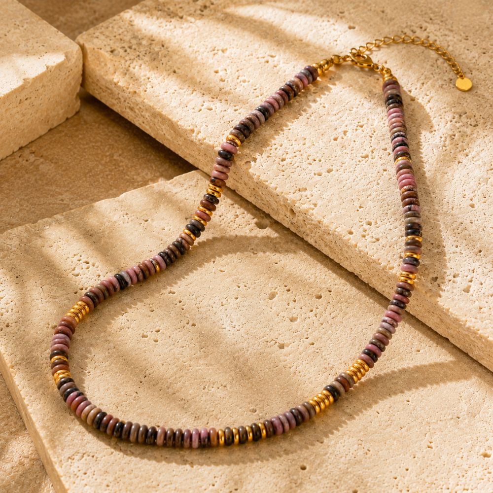 Collier Rhodochrosite en Pierre Naturelle