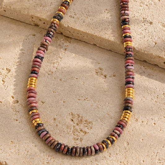 Collier Rhodochrosite en Pierre Naturelle