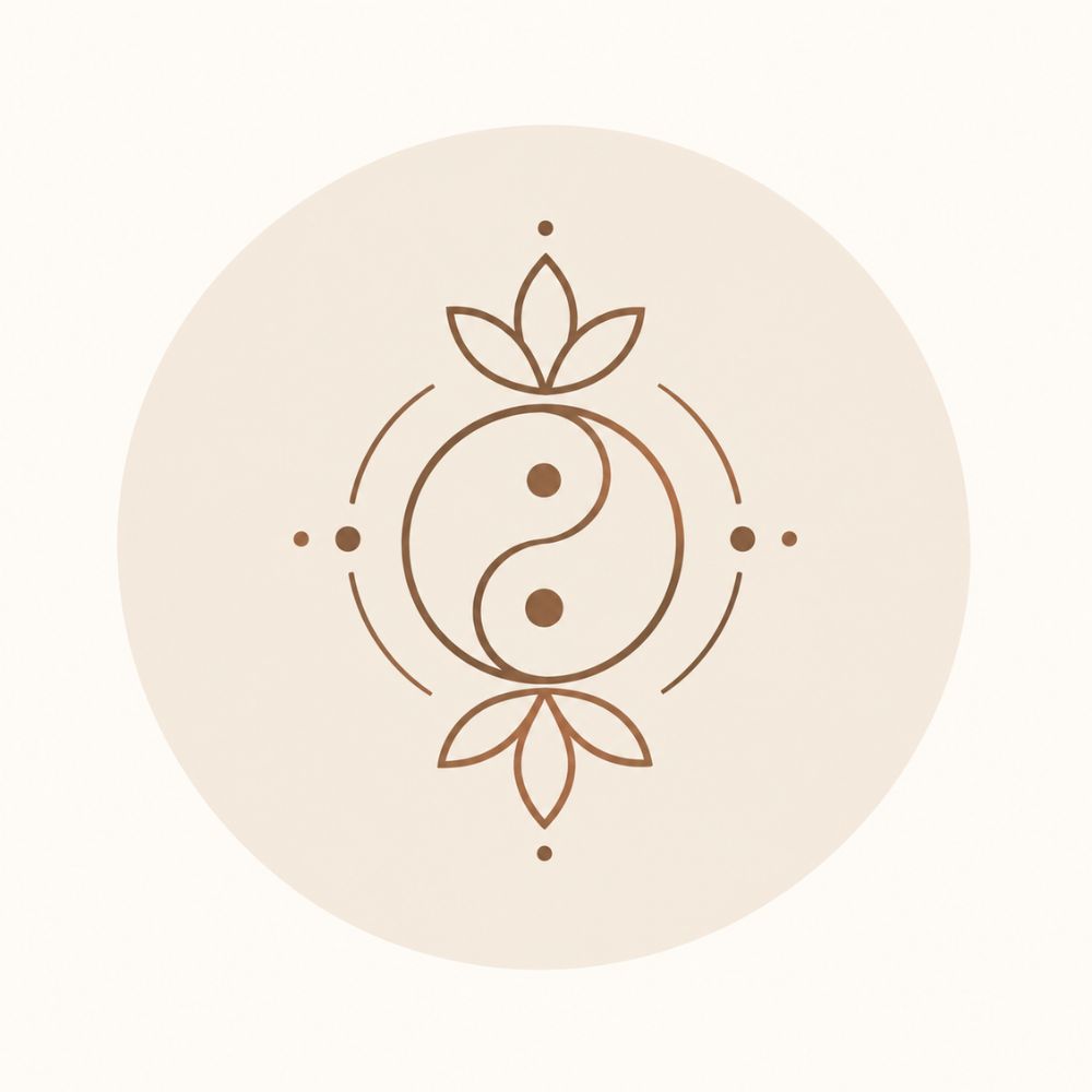 Yin et yang entouré de feuilles, symbole d’équilibre et d’harmonie