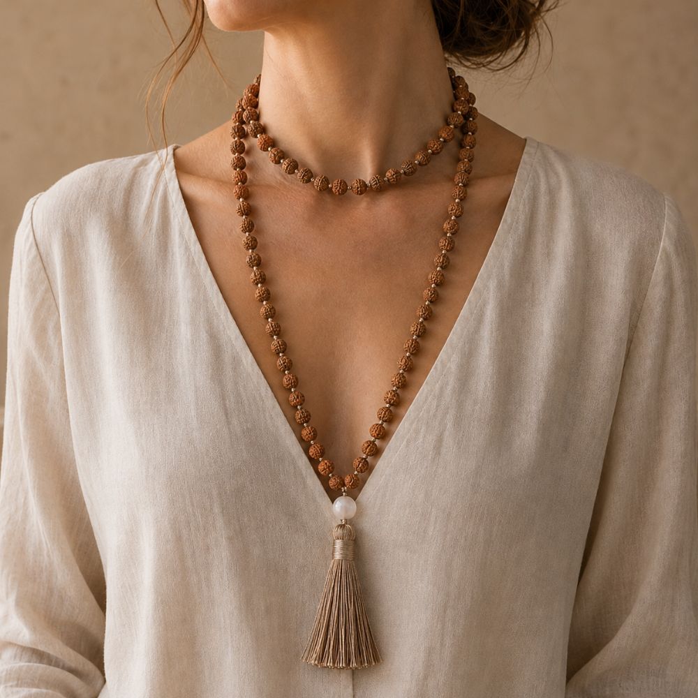 Mala Rudraksha en Graines Naturelles