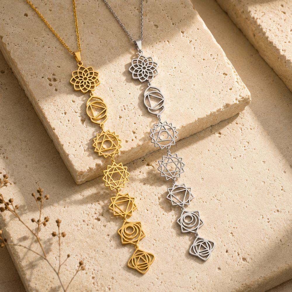 Pendentif 7 Chakras en Acier Inoxydable