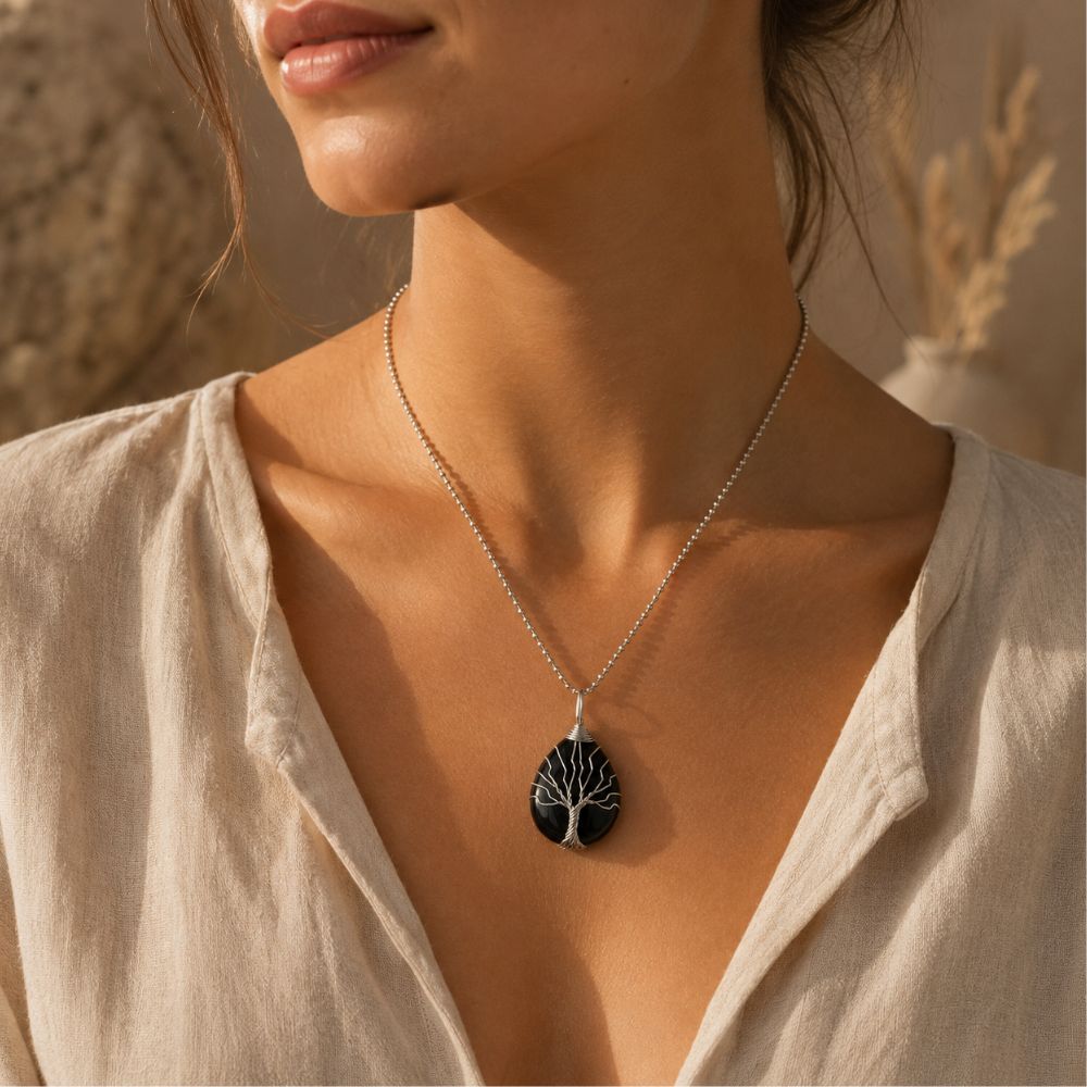 Pendentif Arbre de Vie Pierre Naturelle