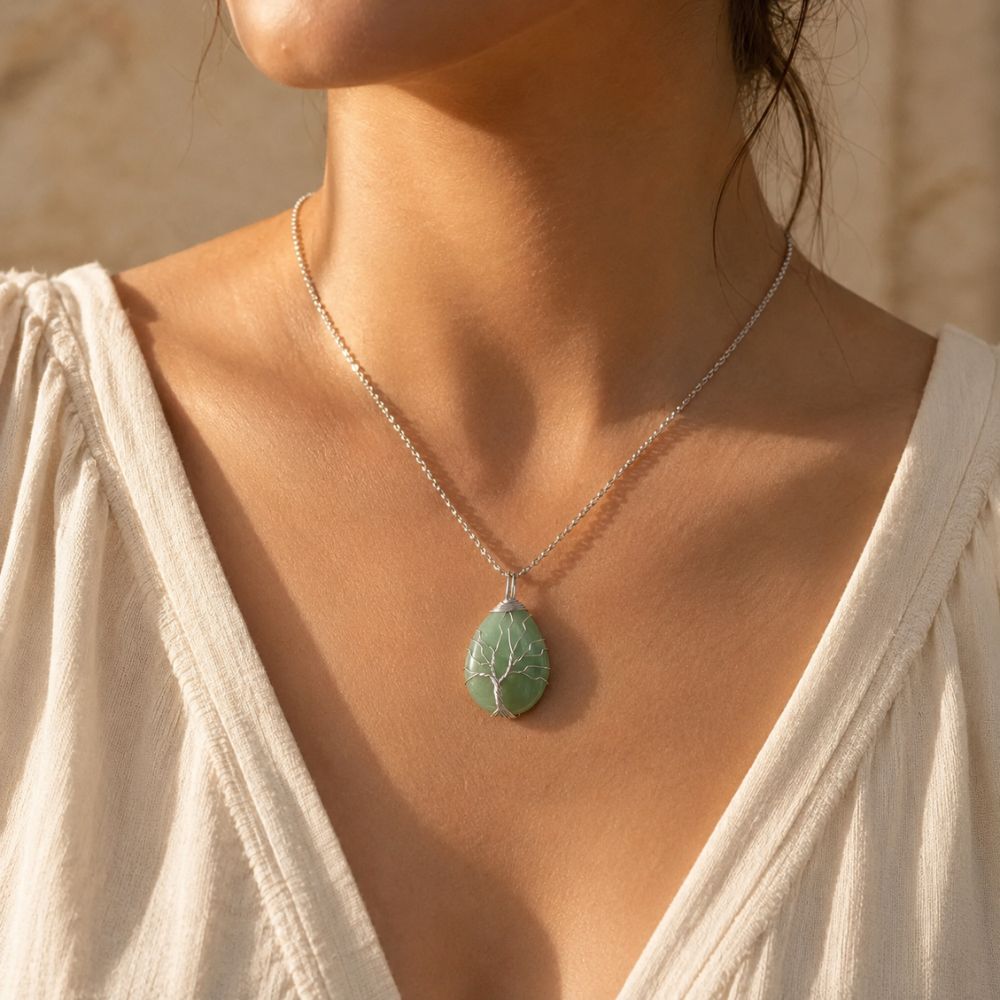 Pendentif Arbre de Vie Pierre Naturelle