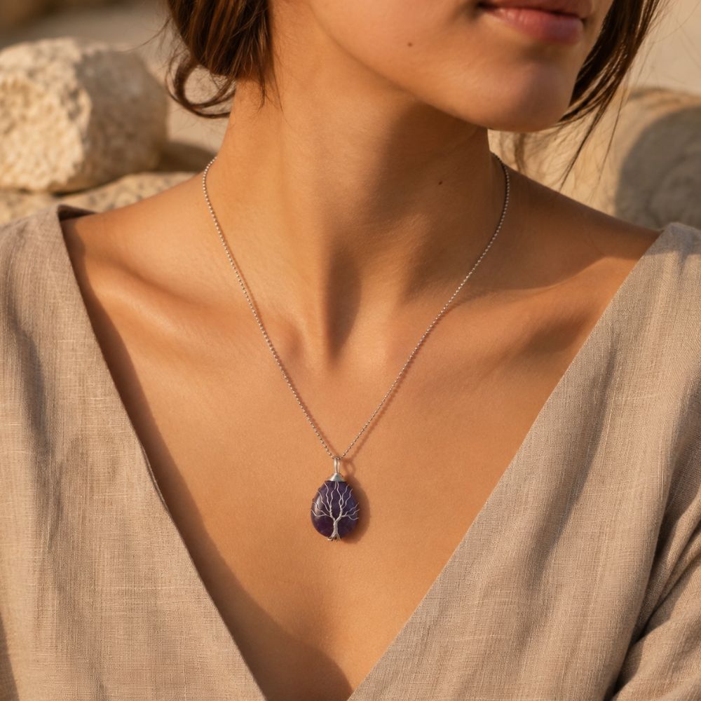 Pendentif Arbre de Vie Pierre Naturelle