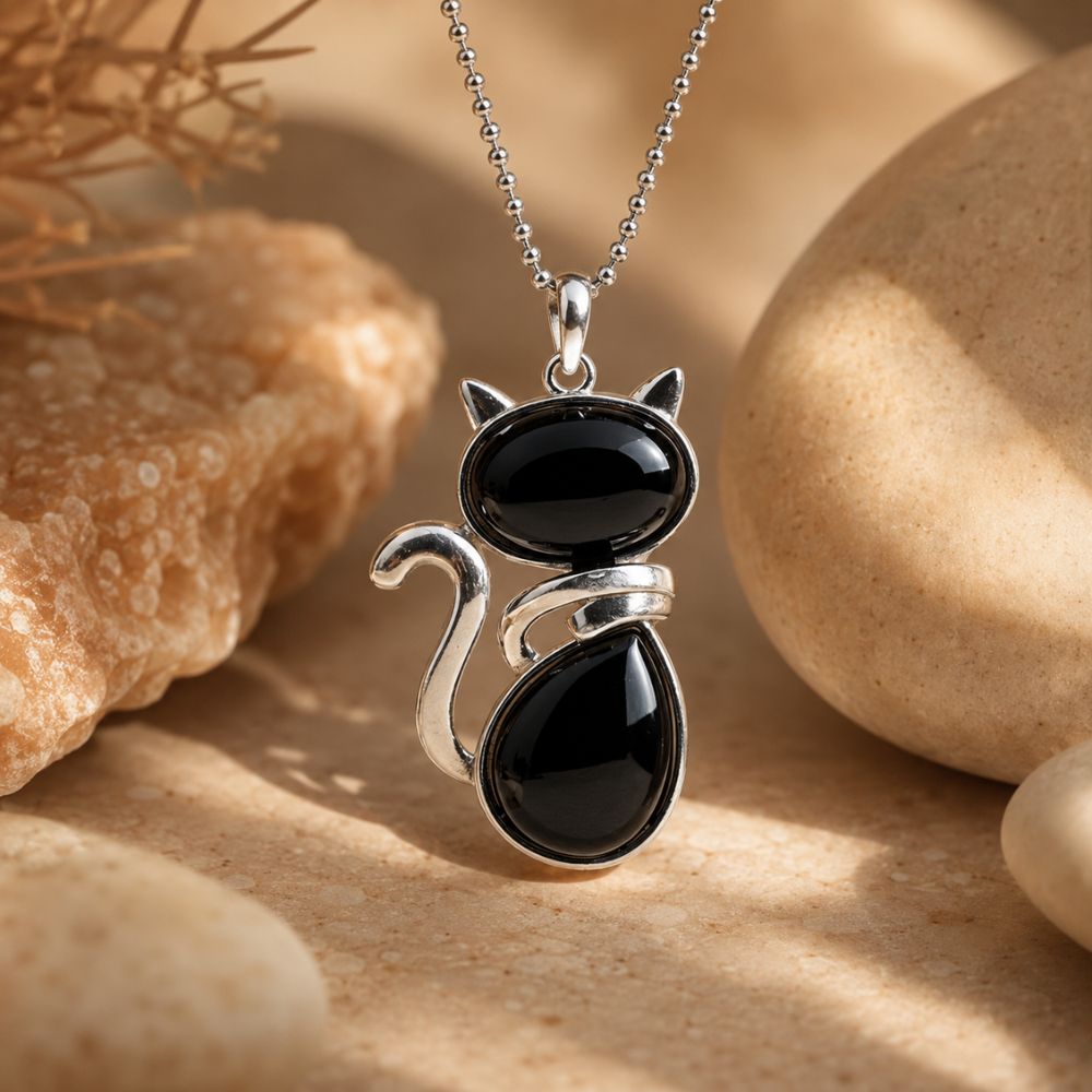 Pendentif Chat en Pierres Naturelles