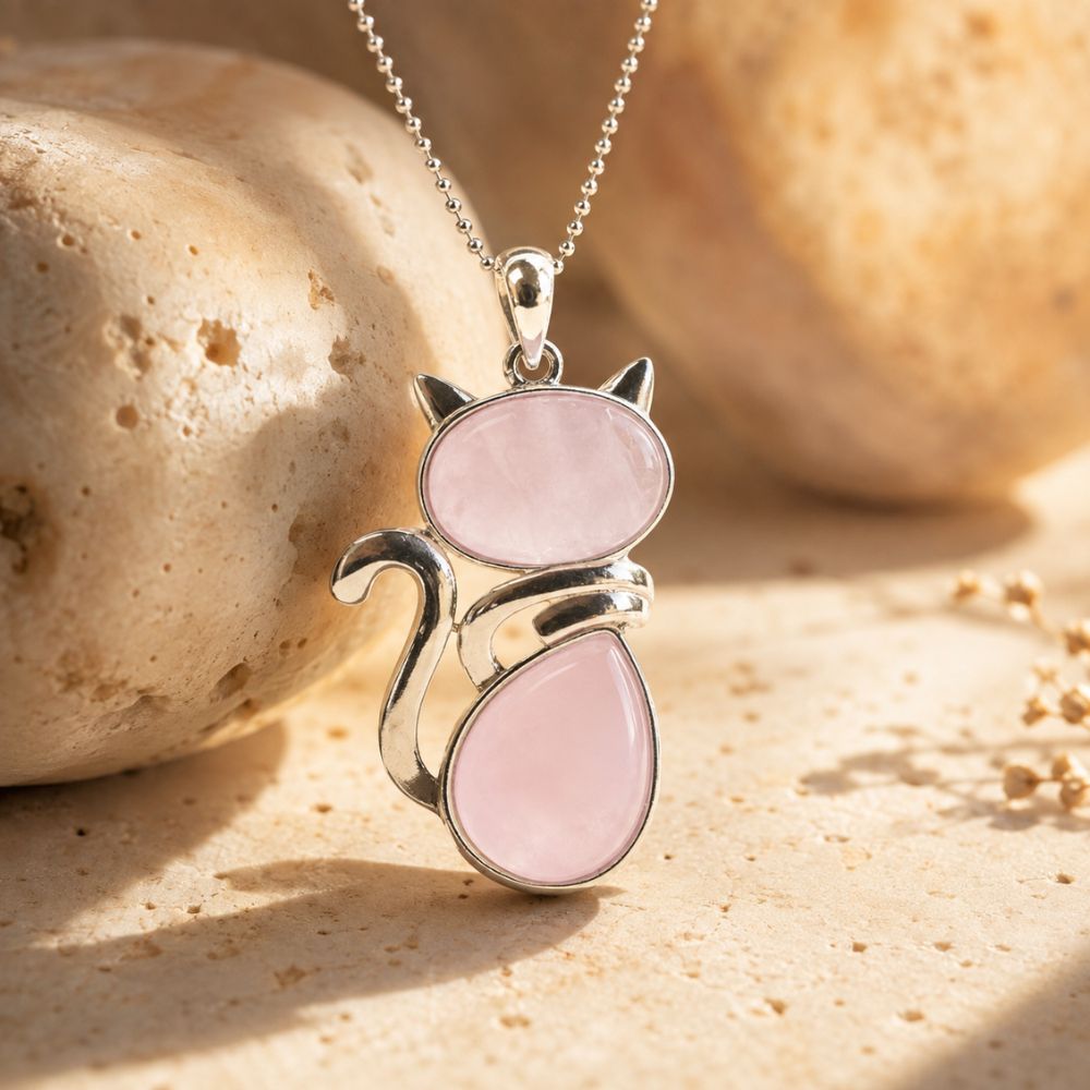 Pendentif Chat en Pierres Naturelles