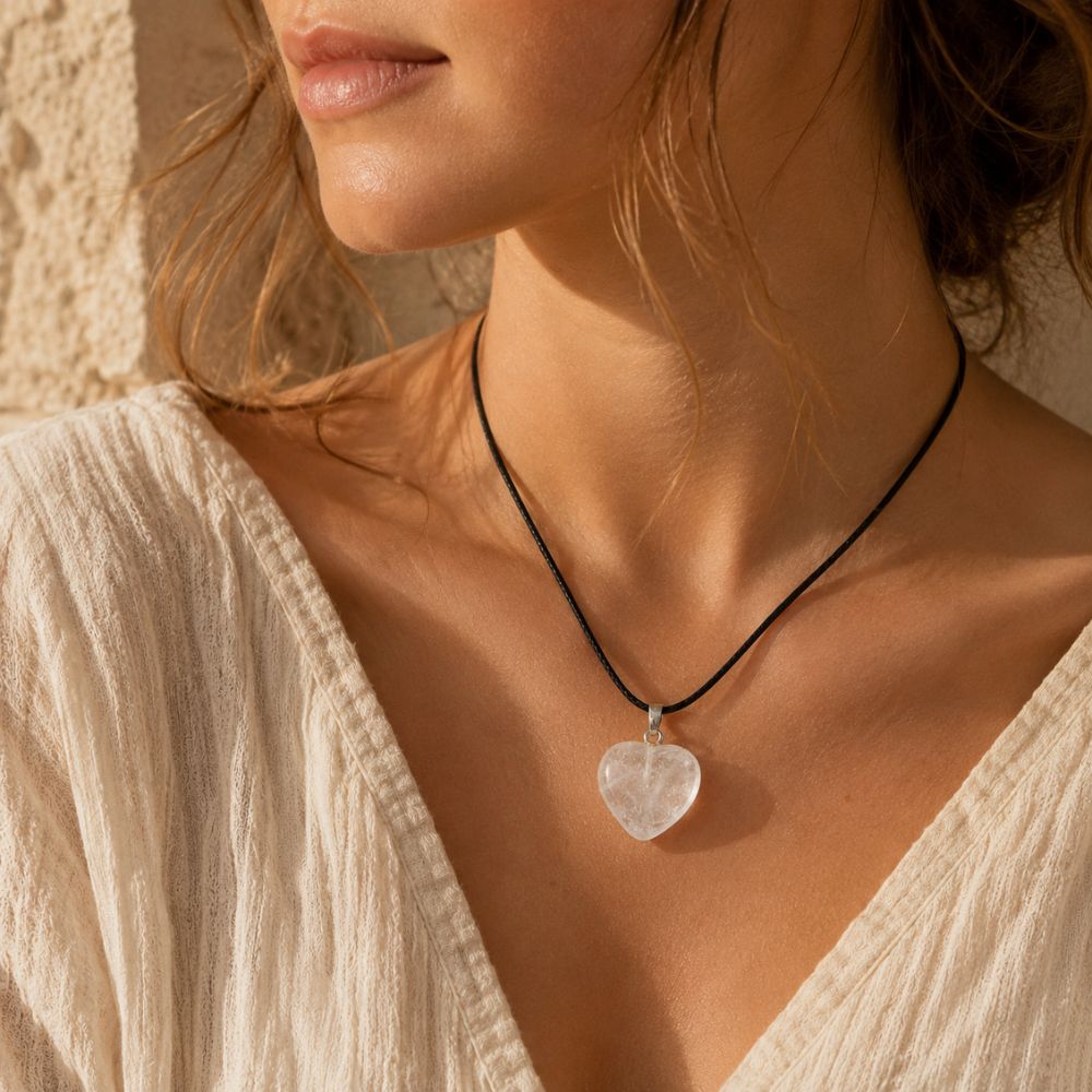 Pendentif Cœur Cristal de Roche