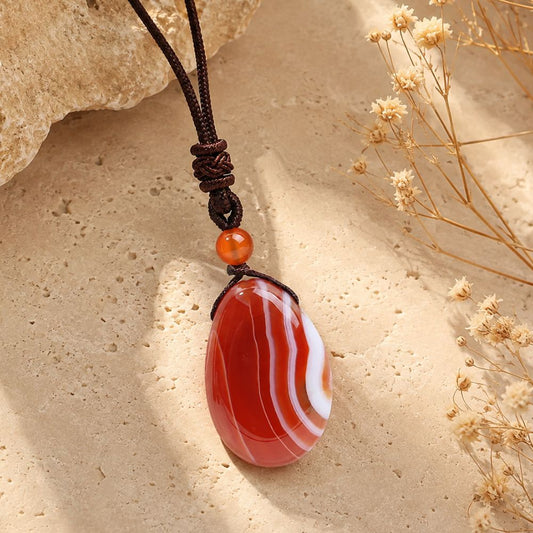 Pendentif Cornaline Rouge en Pierre Naturelle