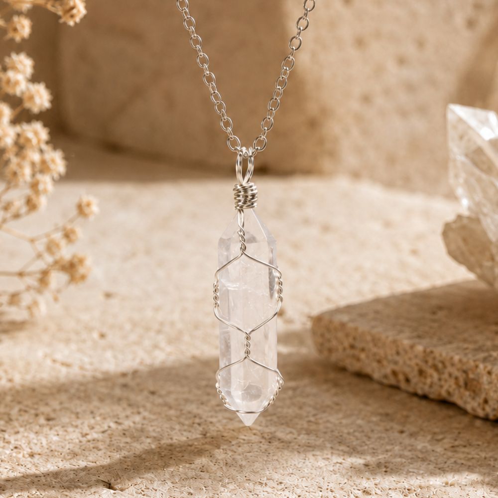 Pendentif Cristal de Roche en Pointe