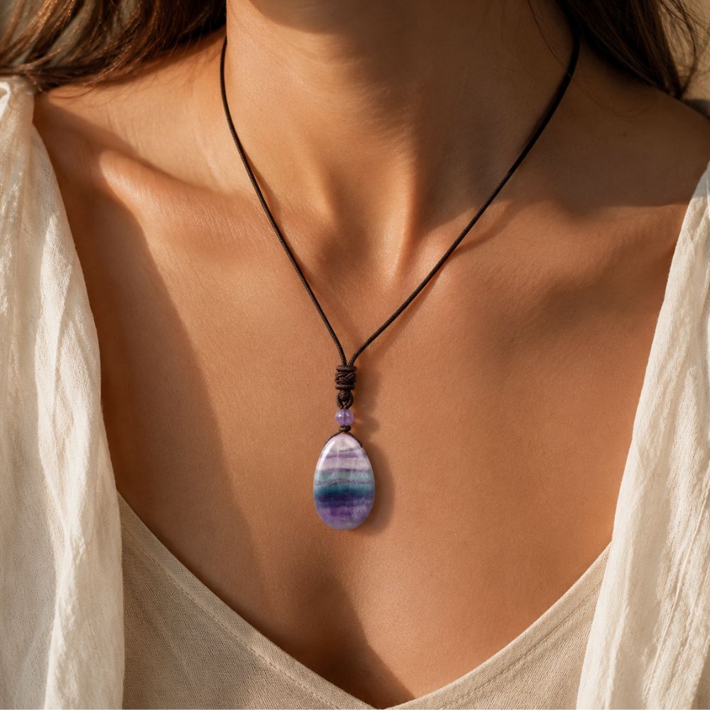 Pendentif Fluorite en Pierre Naturelle