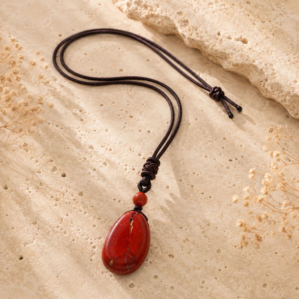 Pendentif Jaspe Rouge en Pierre Naturelle