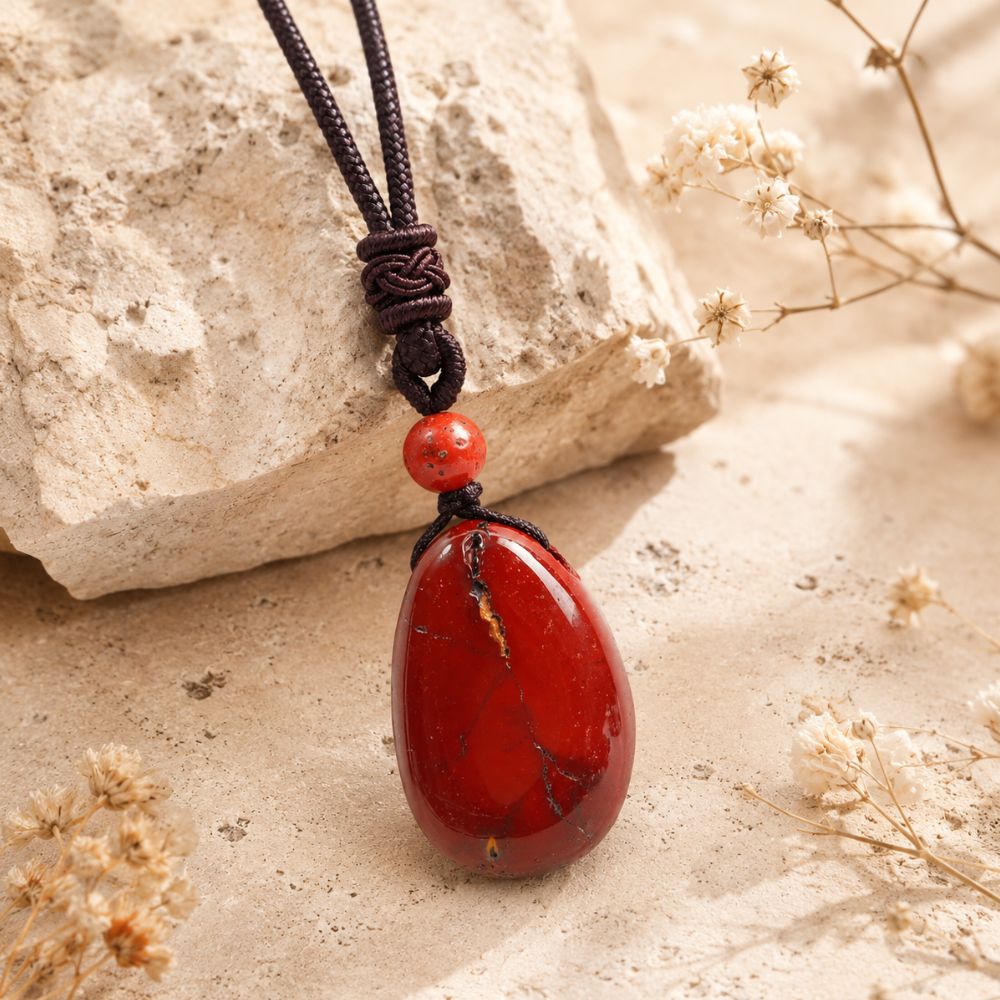 Pendentif Jaspe Rouge en Pierre Naturelle