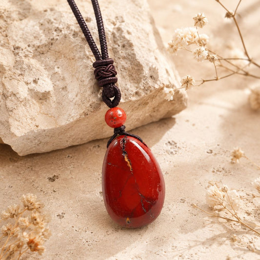 Pendentif Jaspe Rouge en Pierre Naturelle