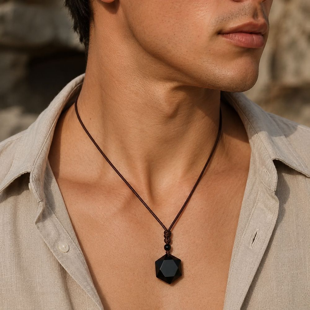 Pendentif Obsidienne Noire Étoile