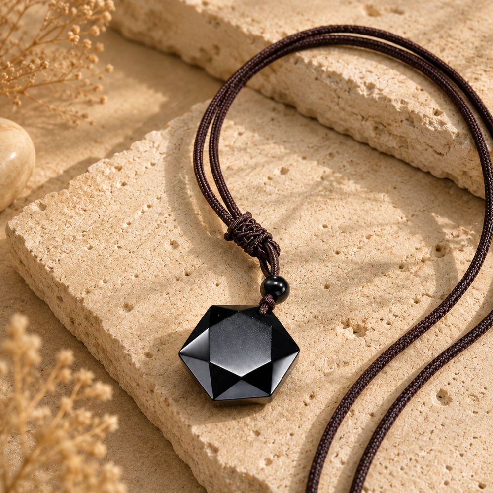 Pendentif Obsidienne Noire Étoile
