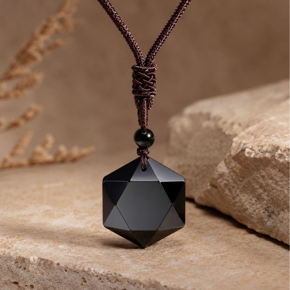 Pendentif Obsidienne Noire Étoile