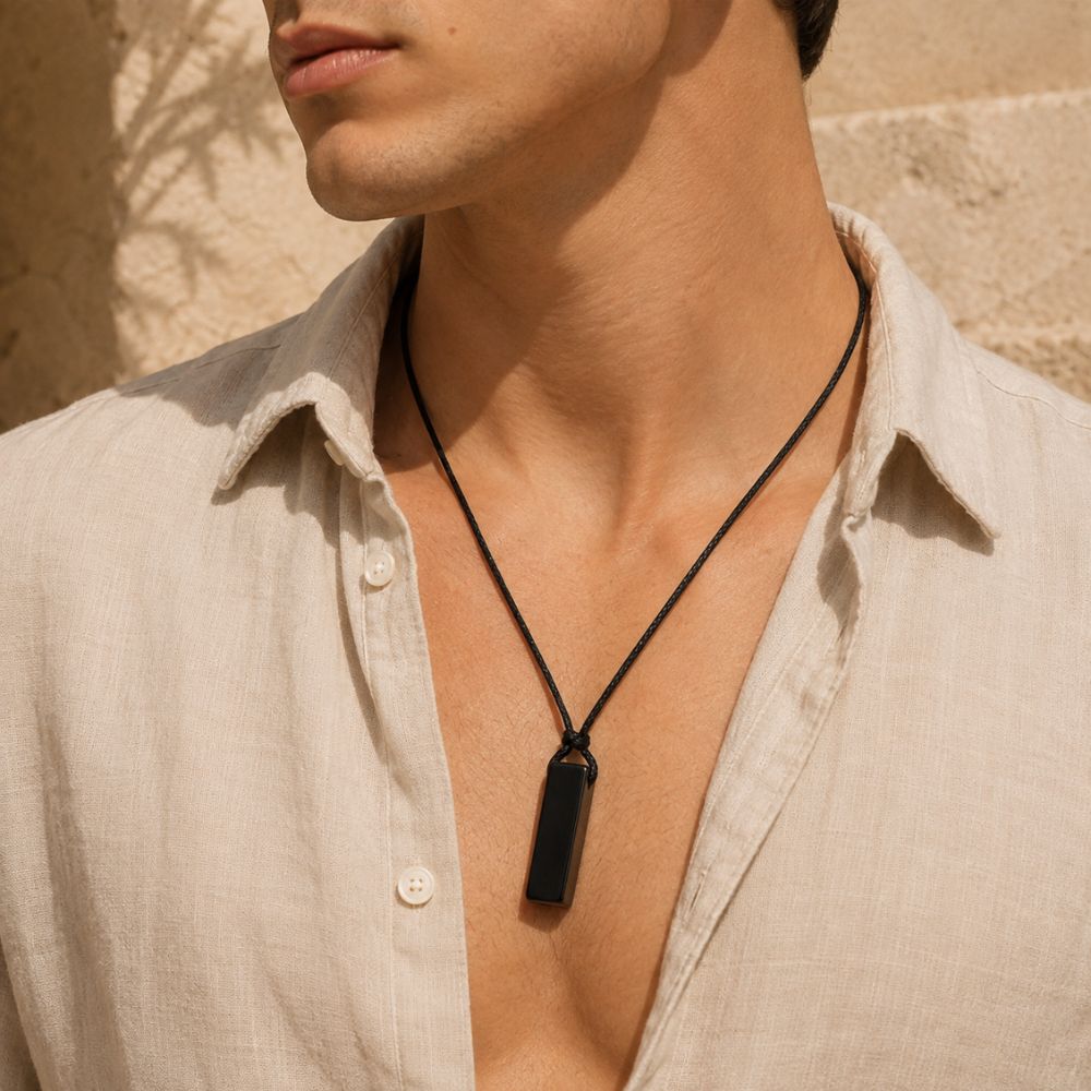 Pendentif Obsidienne Noire Homme