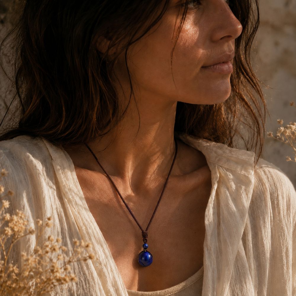 Pendentif Œil de Tigre Bleu