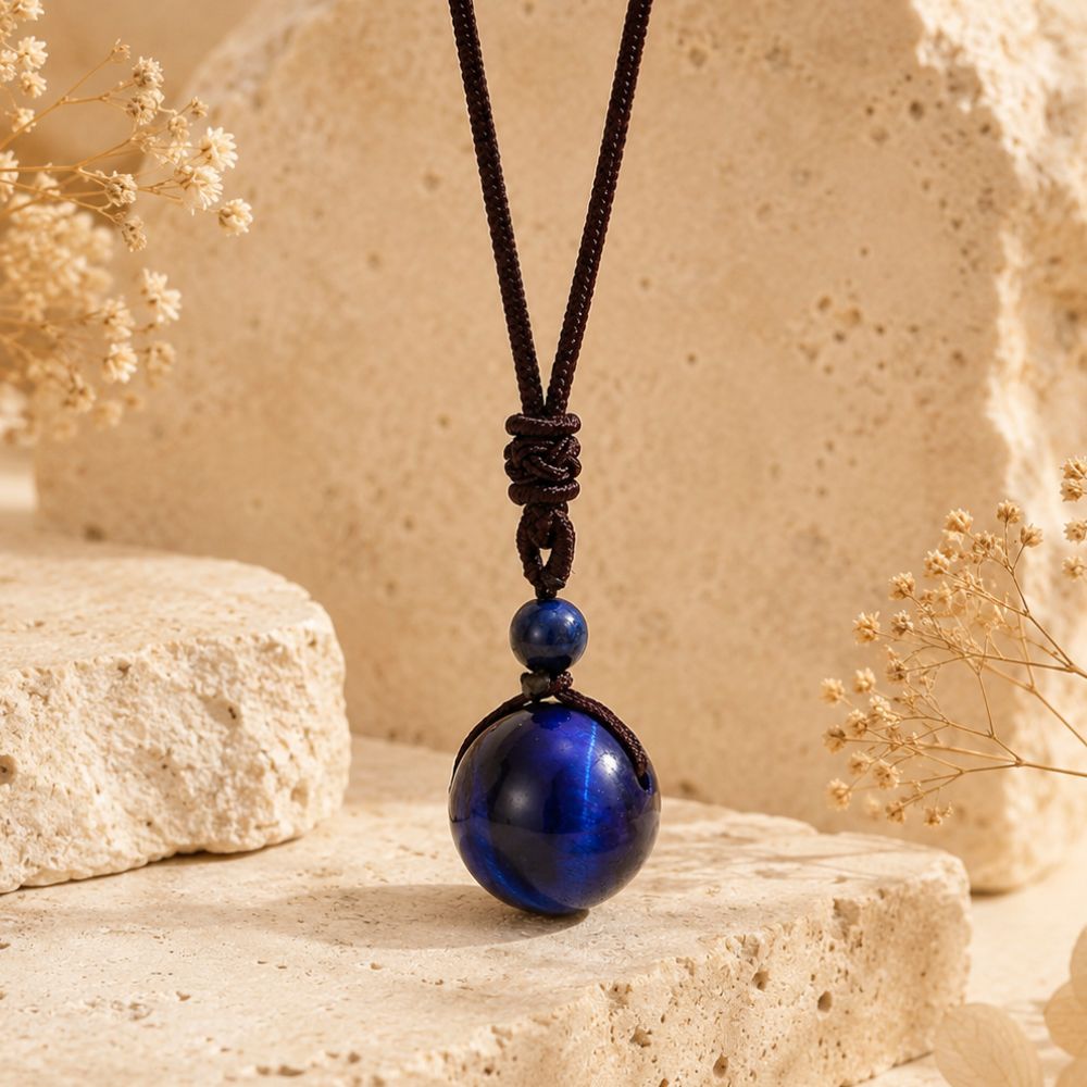 Pendentif Œil de Tigre Bleu