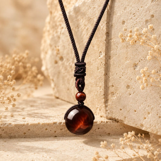 Pendentif Œil de Tigre Rouge