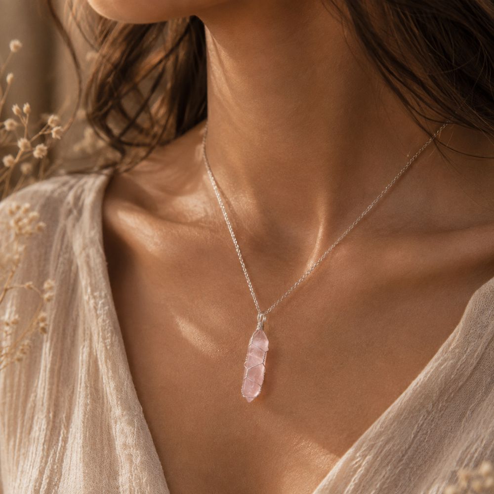 Pendentif Quartz Rose Pointe