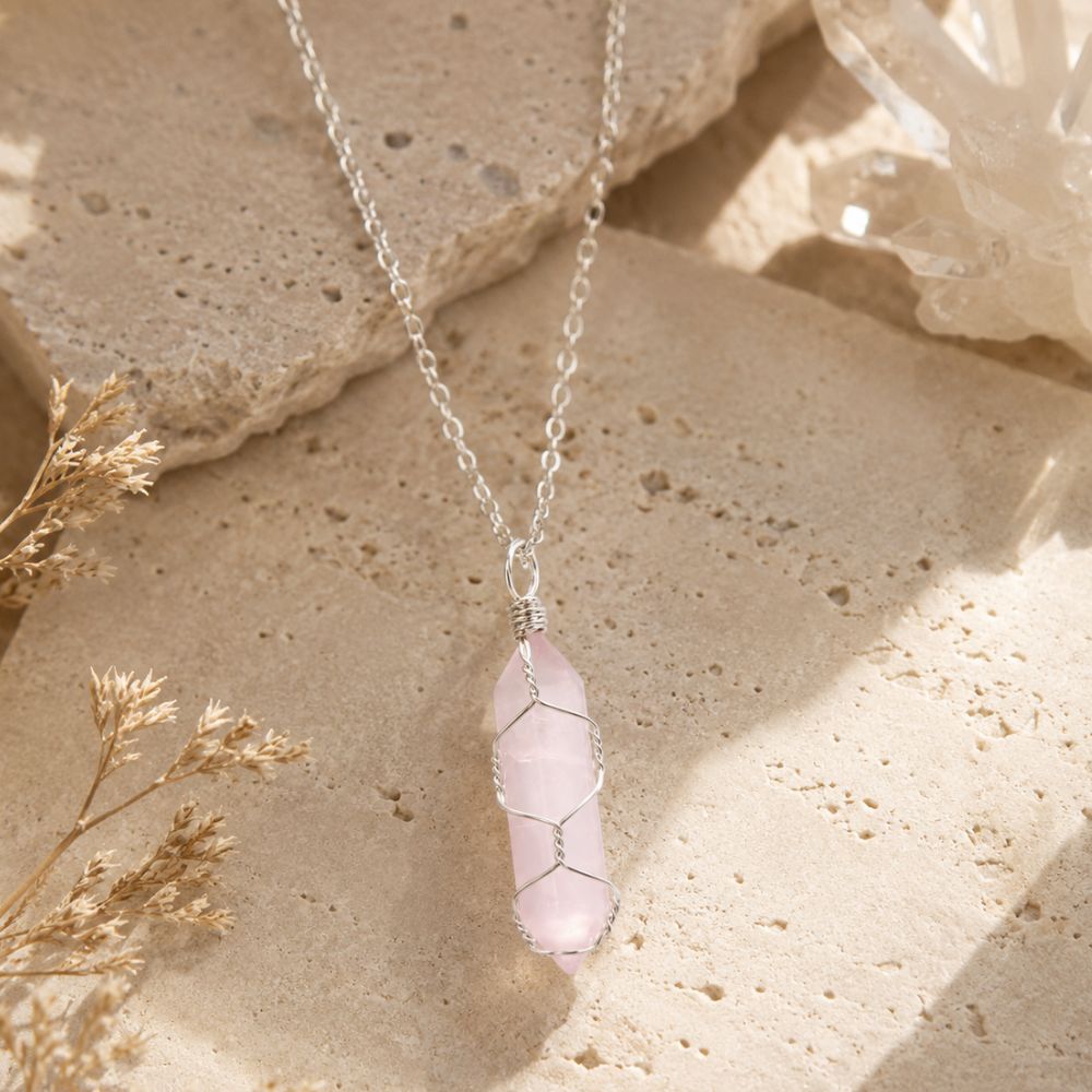 Pendentif Quartz Rose Pointe