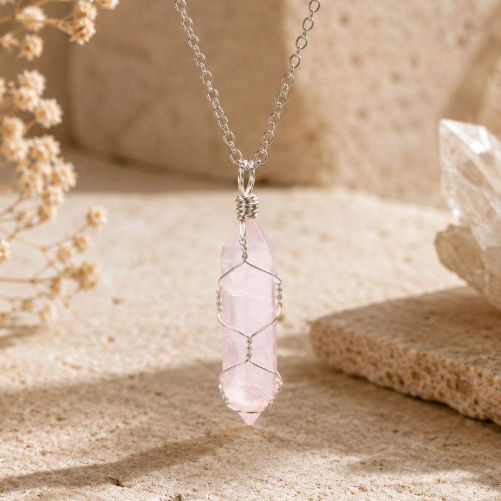 Pendentif Quartz Rose Pointe