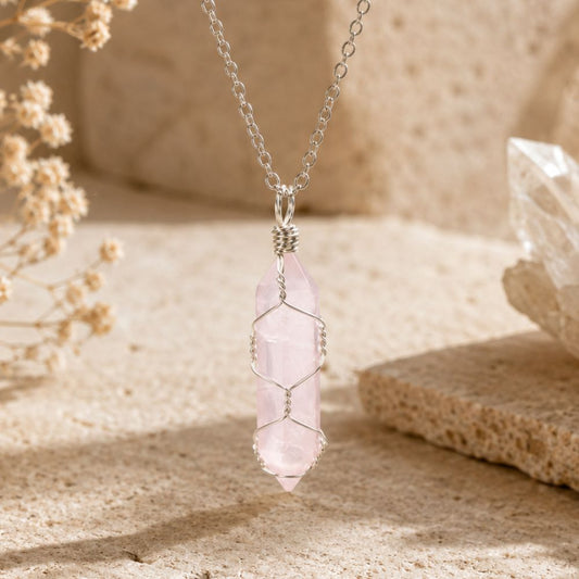 Pendentif Quartz Rose Pointe