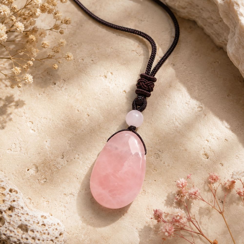 Pendentif Quartz Rose Véritable