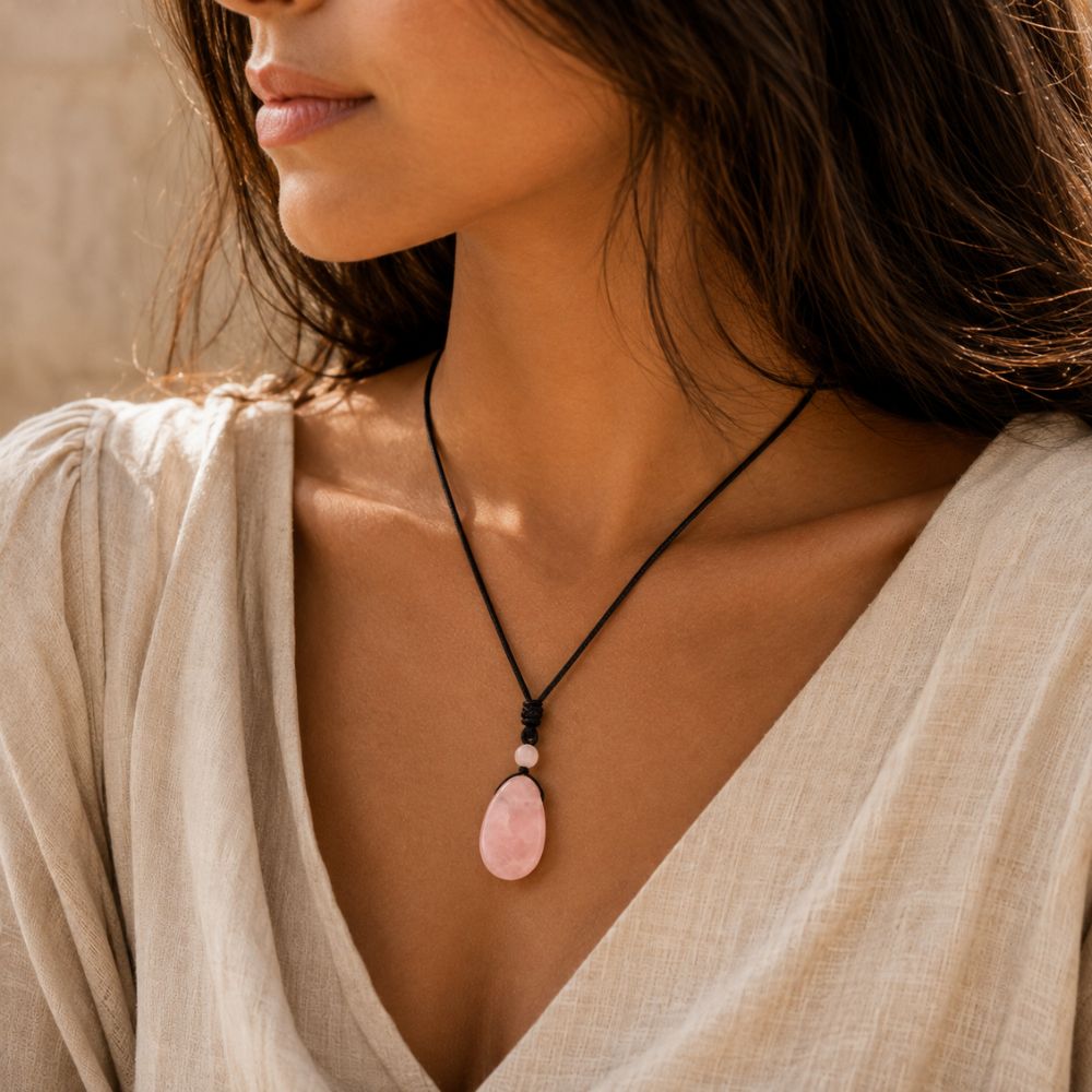 Pendentif Quartz Rose Véritable