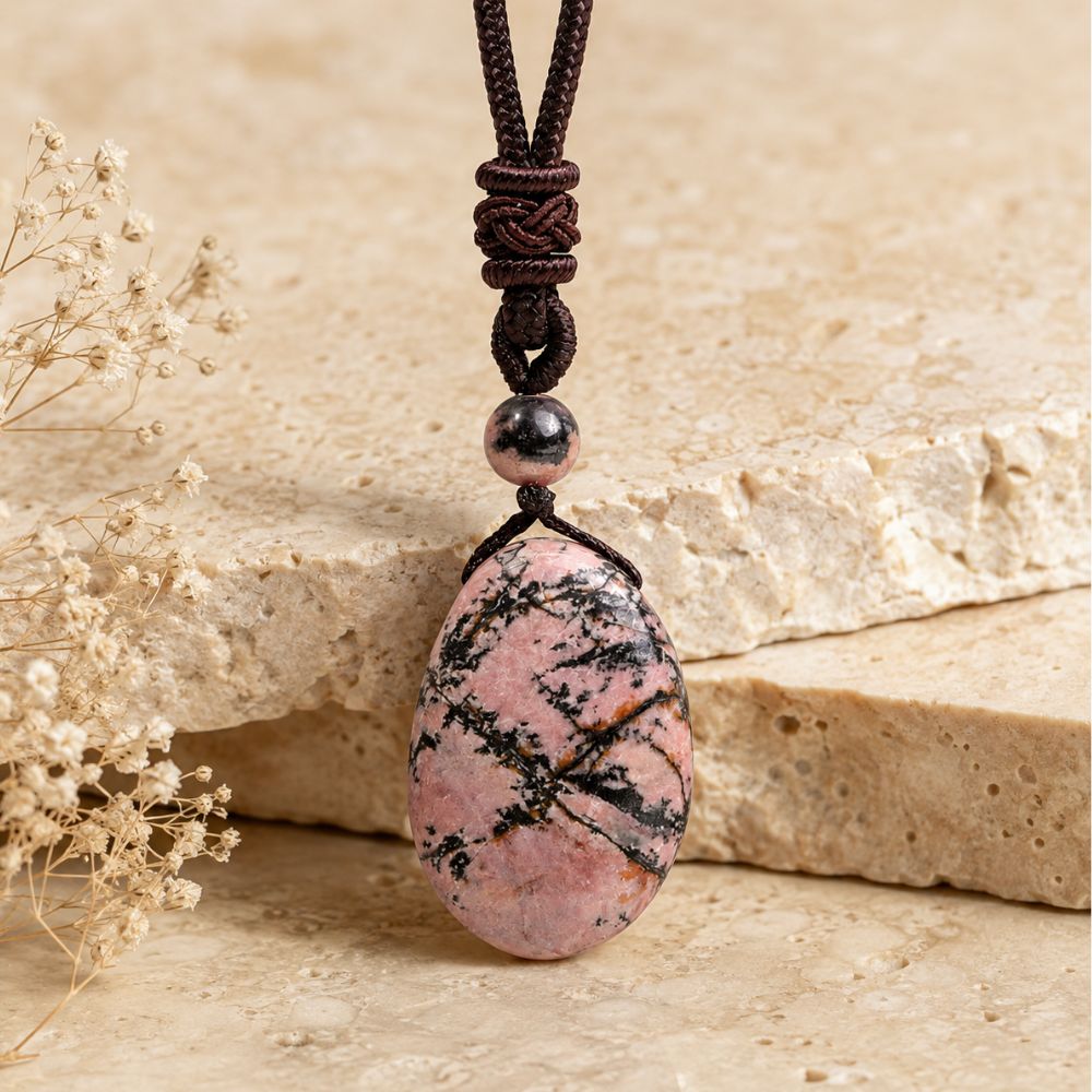 Pendentif Rhodochrosite en Pierre Naturelle