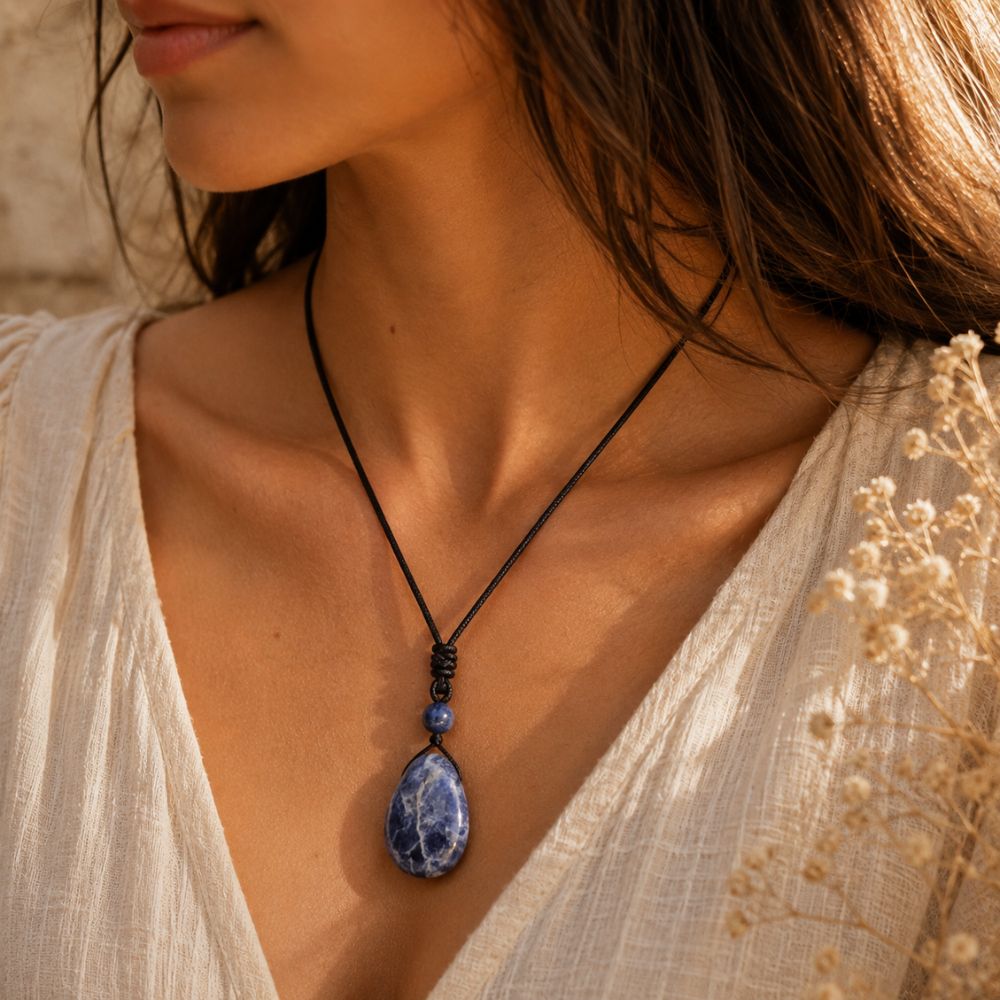 Pendentif Sodalite en Pierre Naturelle