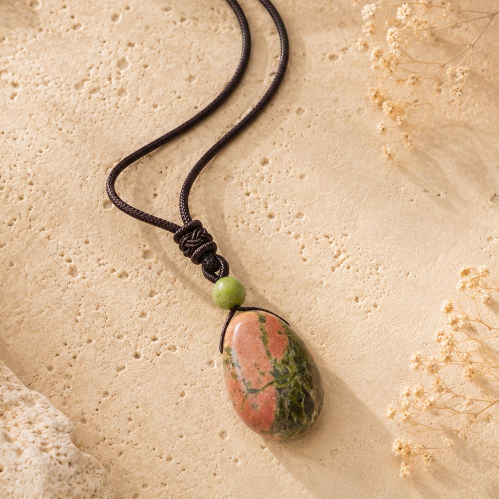 Pendentif Unakite en Pierre Naturelle